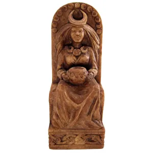 Seated Moon Goddess Statue - Wood Finish