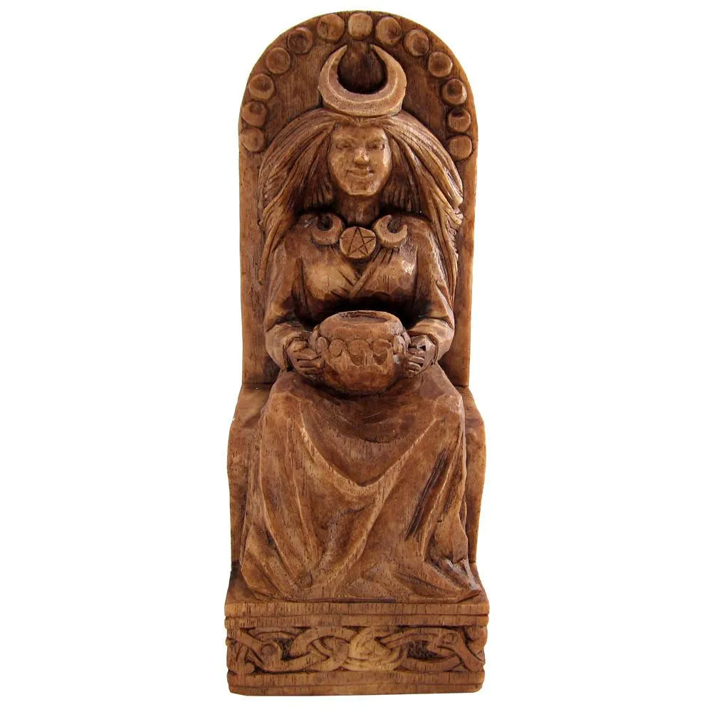 Seated Moon Goddess Statue - Wood Finish