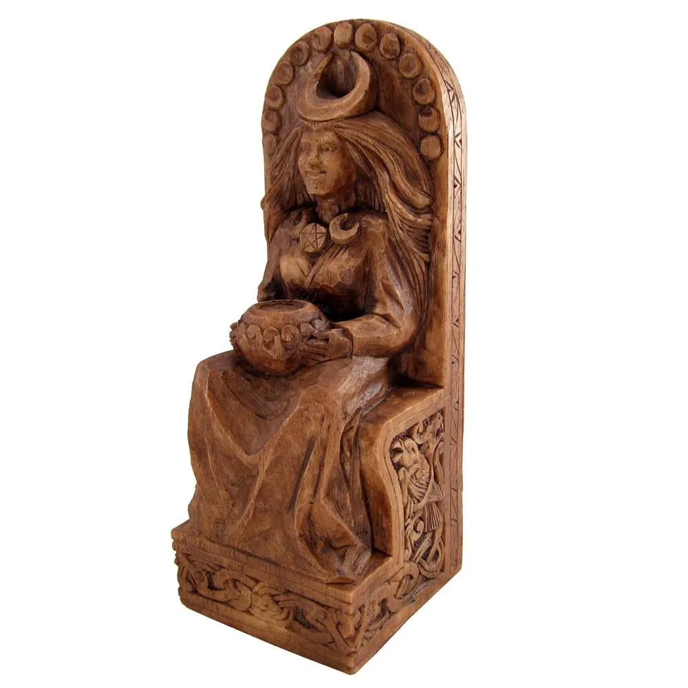 Seated Moon Goddess Statue - Wood Finish