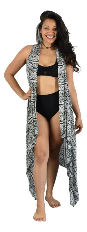Secret Beach - Magic Sarong - Rounded Corners - Tribal - Black & White