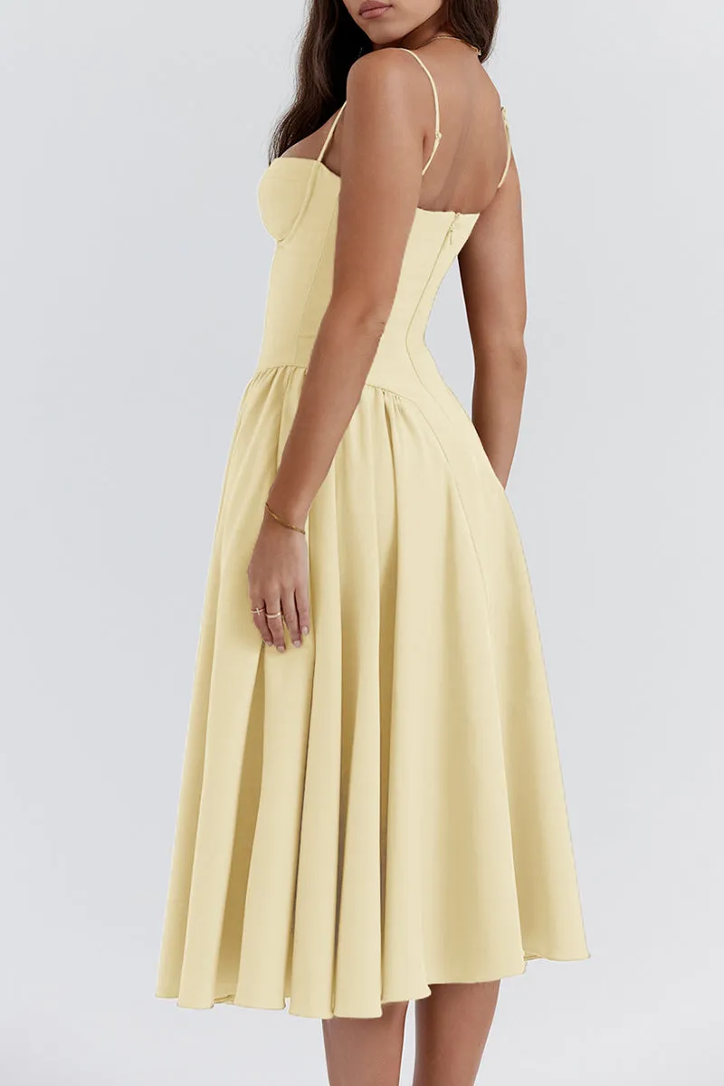 Sexy Celebrities Floral Pocket Square Collar Sling Dress Dresses