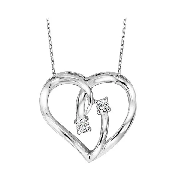 Silver (SLV 995) Diamond TWO Stone Jewelery Neckwear Pendant  - 1/10 ctw