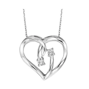 Silver (SLV 995) Diamond TWO Stone Jewelery Neckwear Pendant  - 1/10 ctw