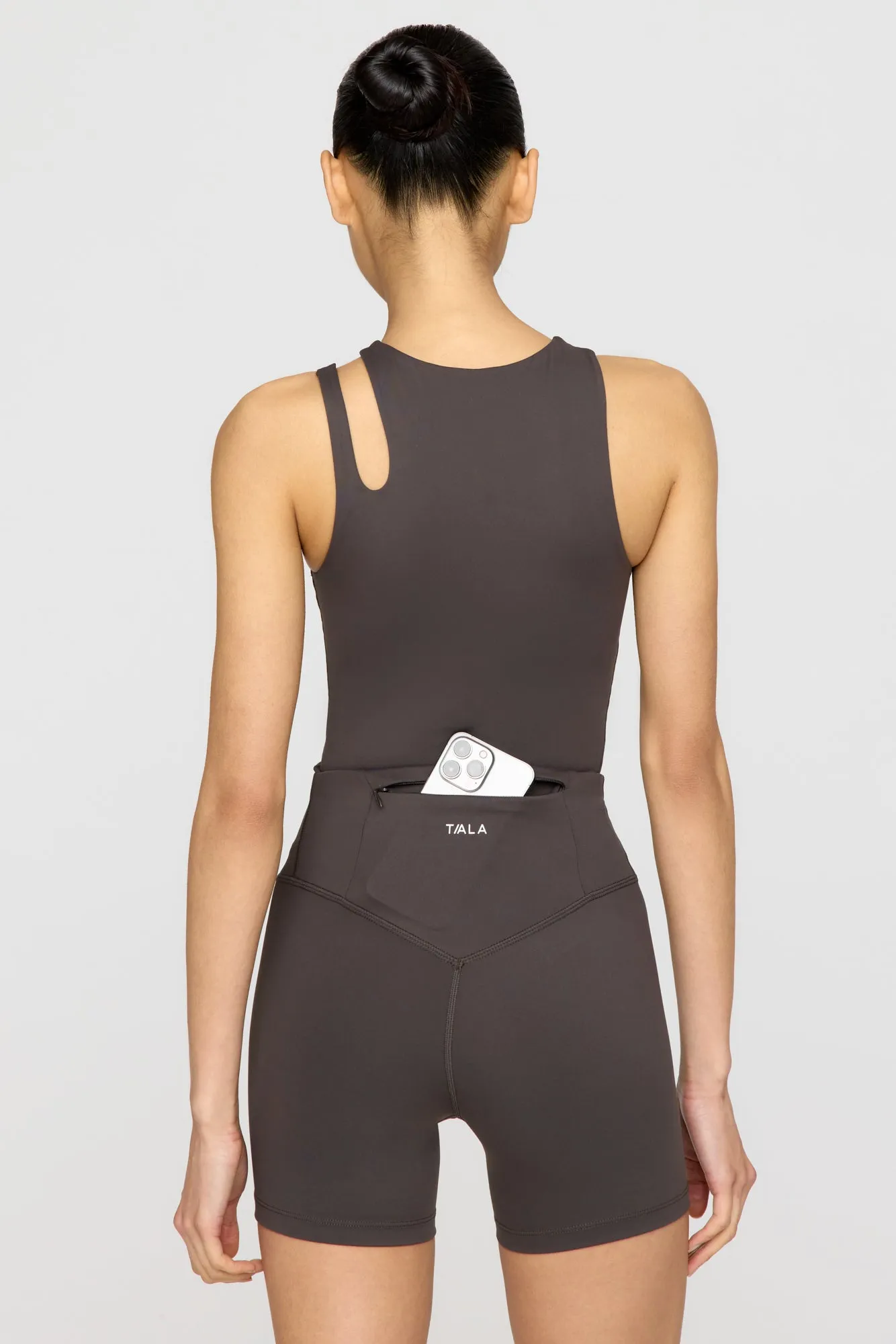 SKINLUXE HIGH WAISTED CYCLING SHORTS - SLATE BROWN