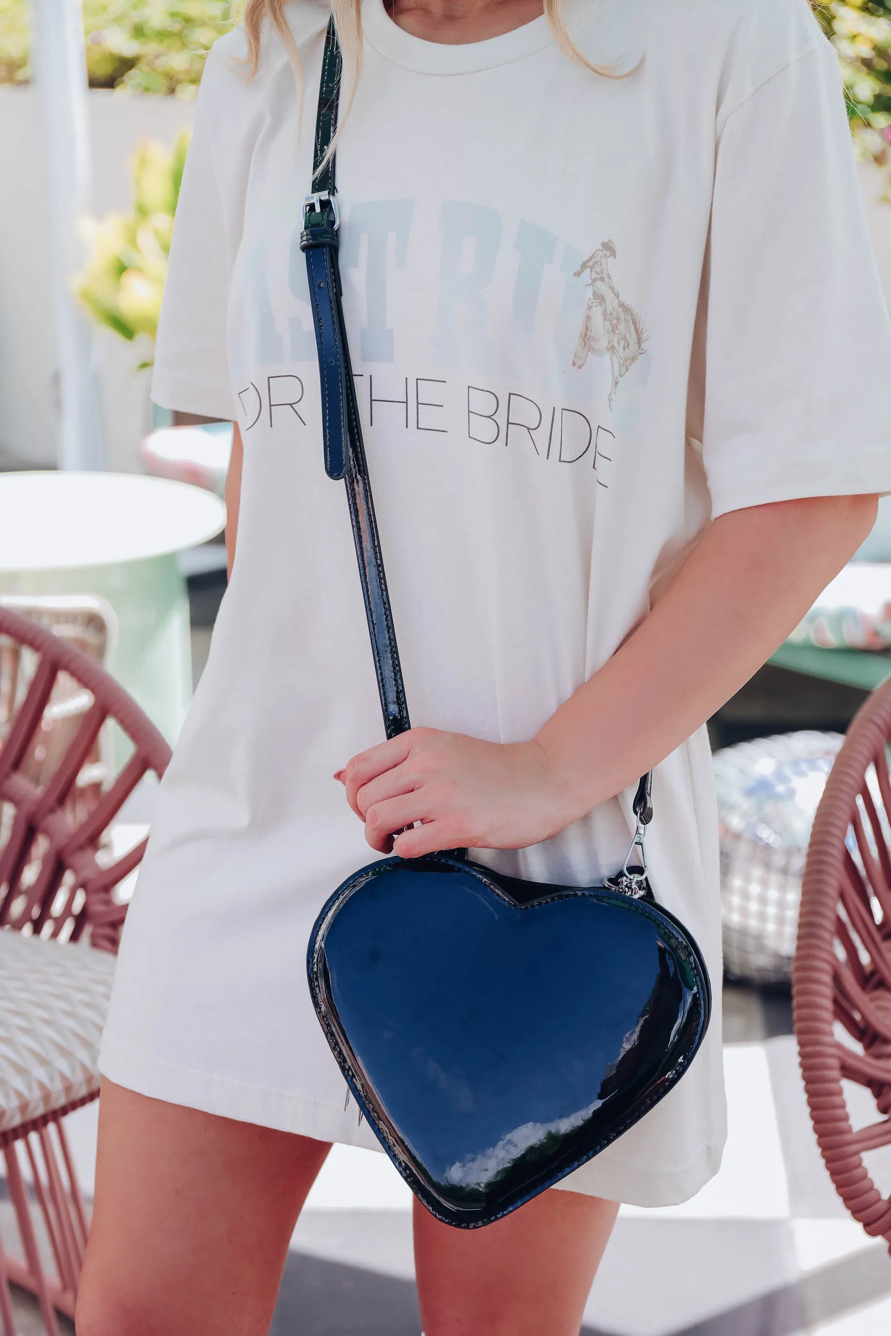 Skip A Beat Heart Clutch/Crossbody Bag - Black