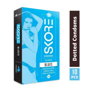 Skore Blues Coloured Condoms with Extra Lubrication 10s
