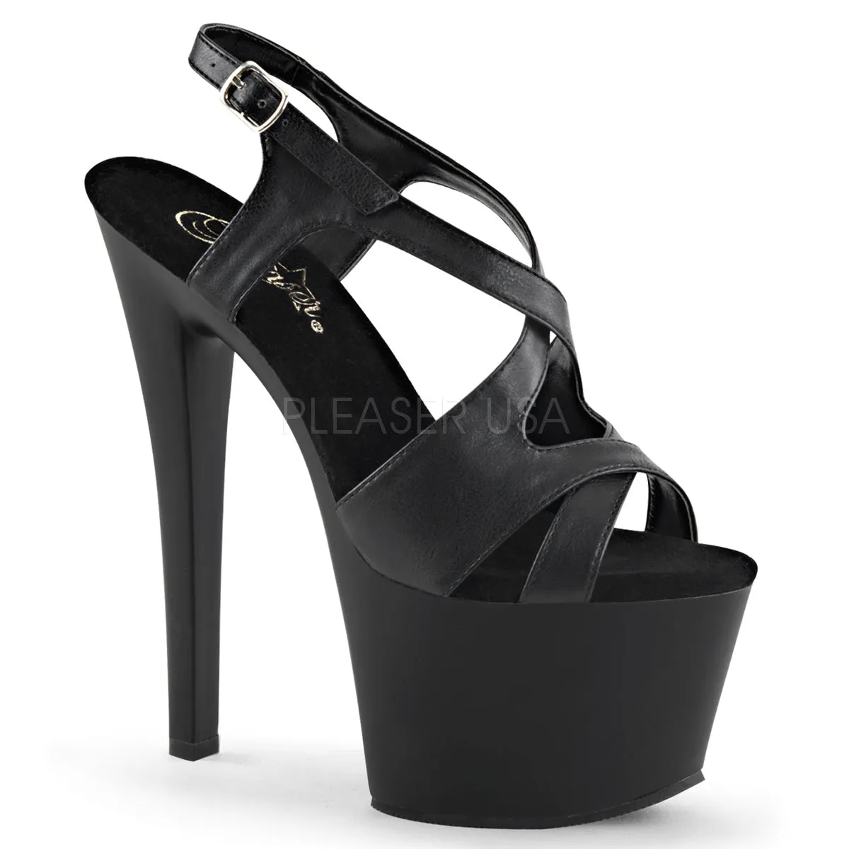 SKY-330  Black Faux Leather/Black Matte