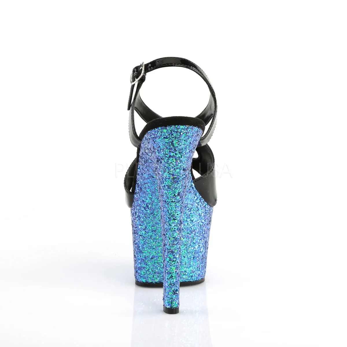 SKY-330LG  Black Patent/Blue Multi Glitter