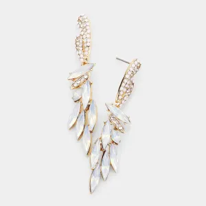 Slim White Marquise Stone Cluster Pageant Earrings | Prom Earrings |  438599