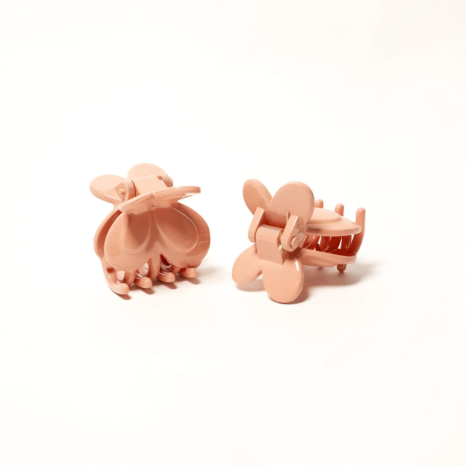 Small Butterfly Peach Pink Hair Claw - Pair