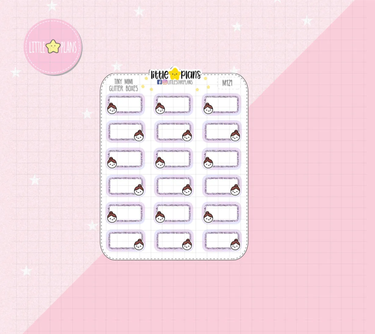 Small Functional Planner Sticker with Graphic Glitter | Mini