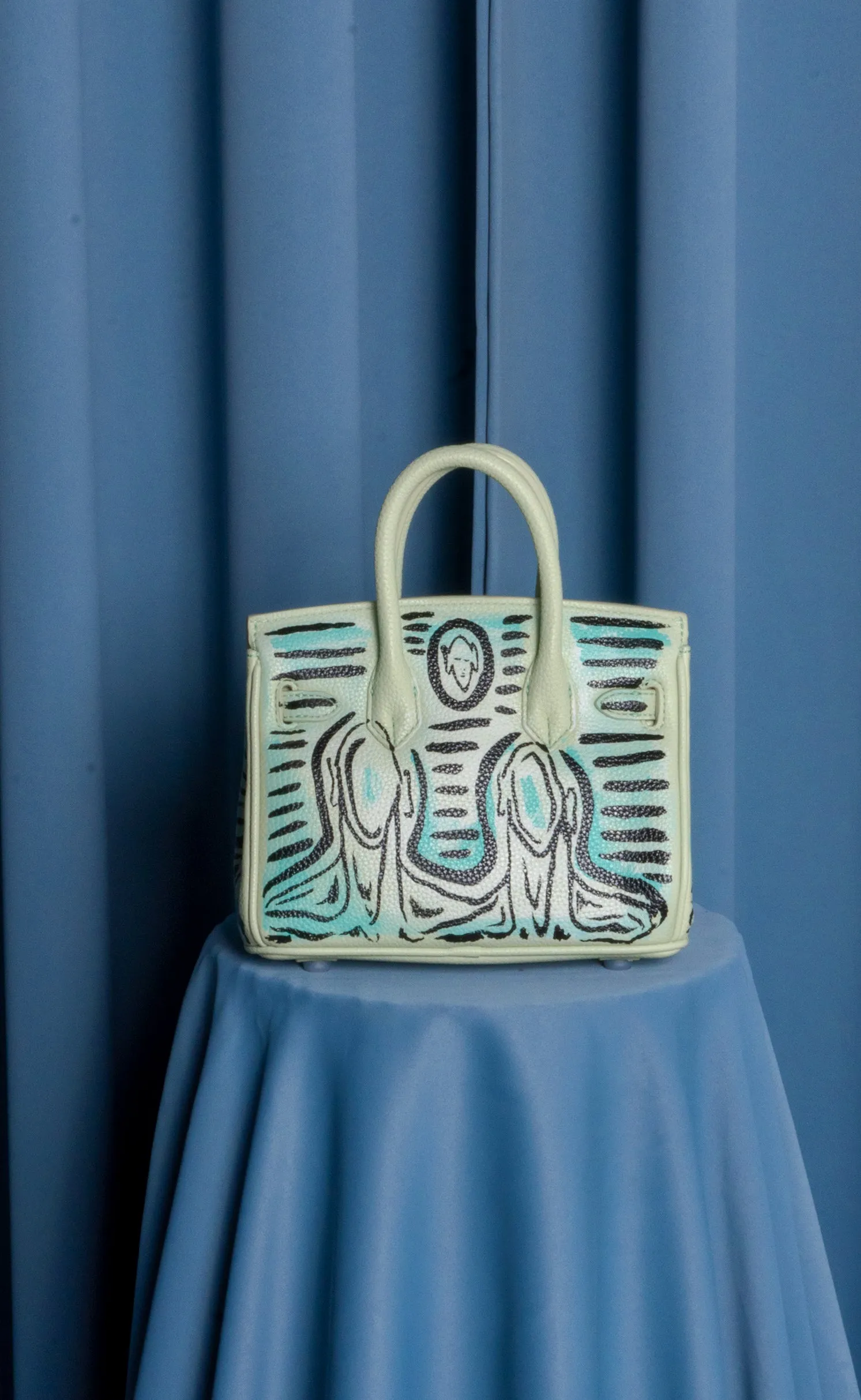 Small Painted Leather Tote, 8x4x6