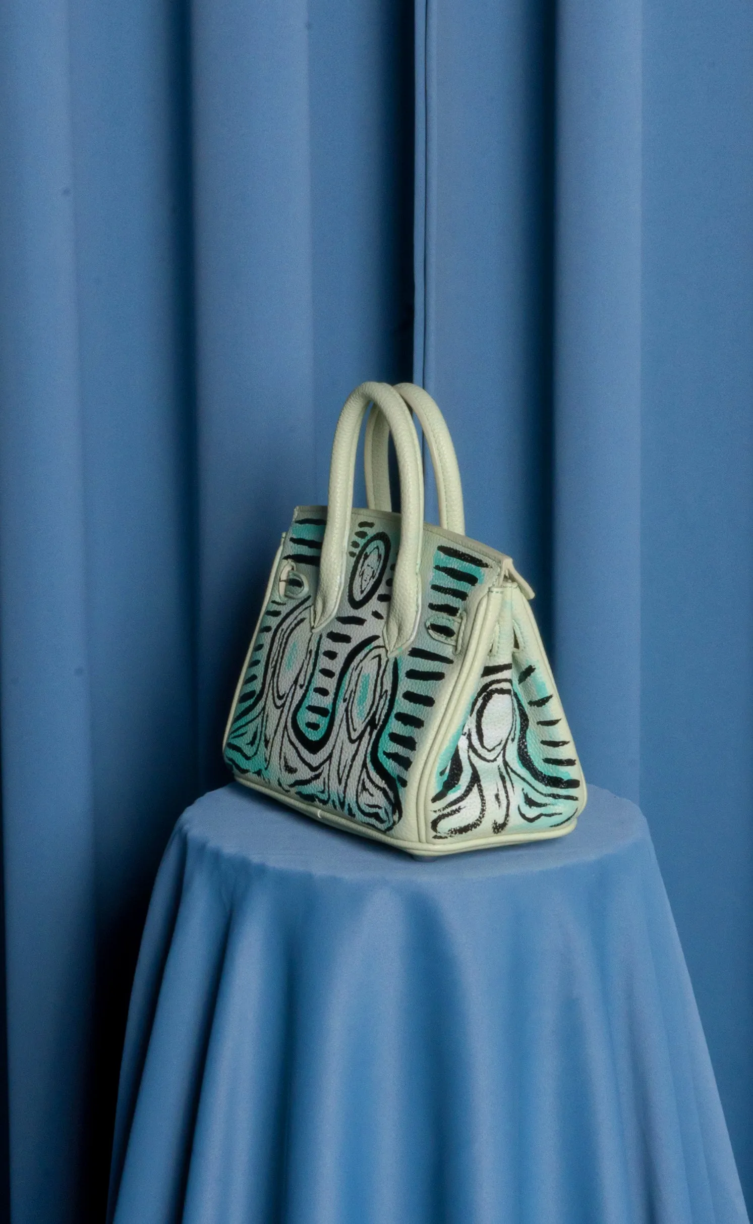 Small Painted Leather Tote, 8x4x6