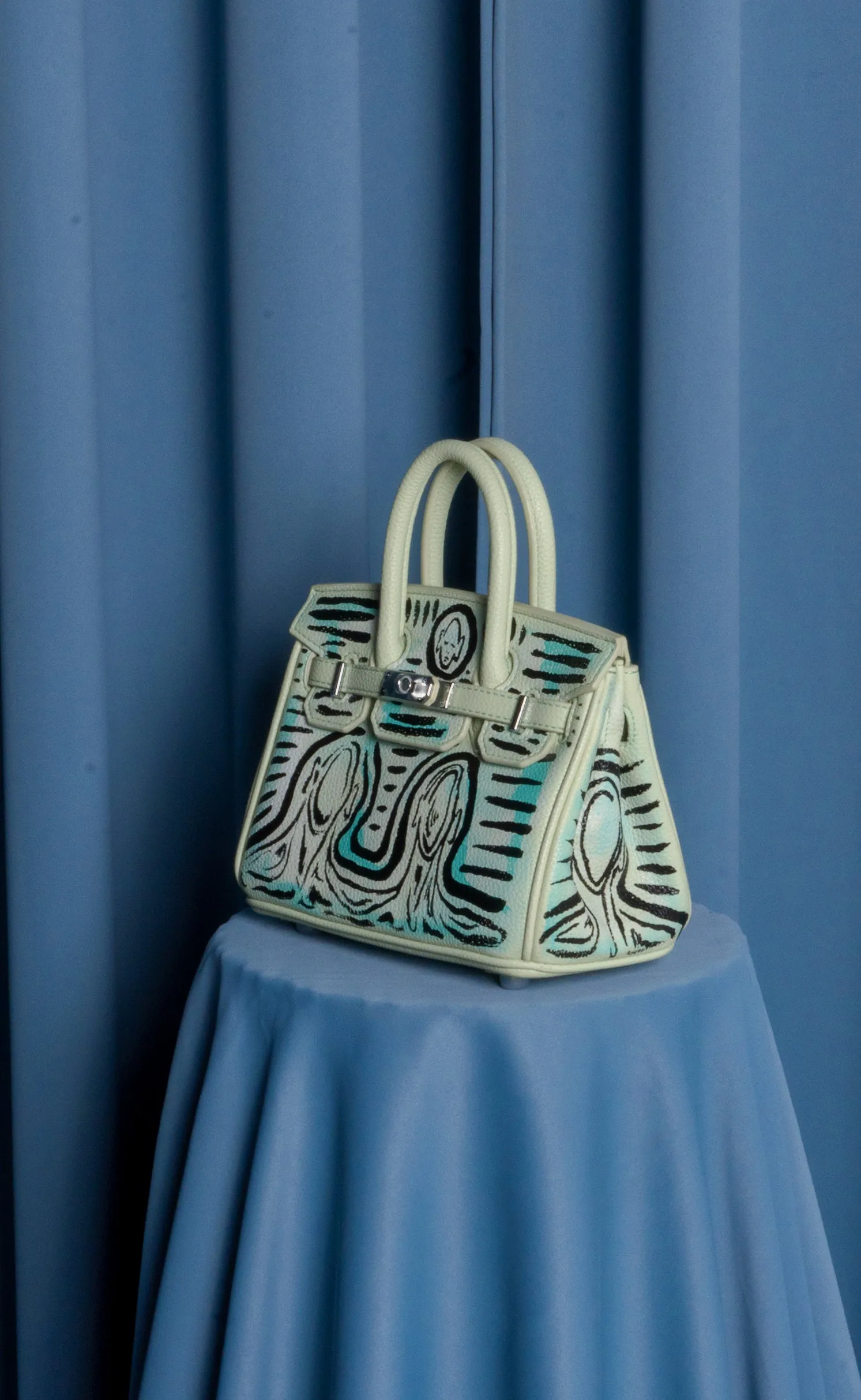 Small Painted Leather Tote, 8x4x6