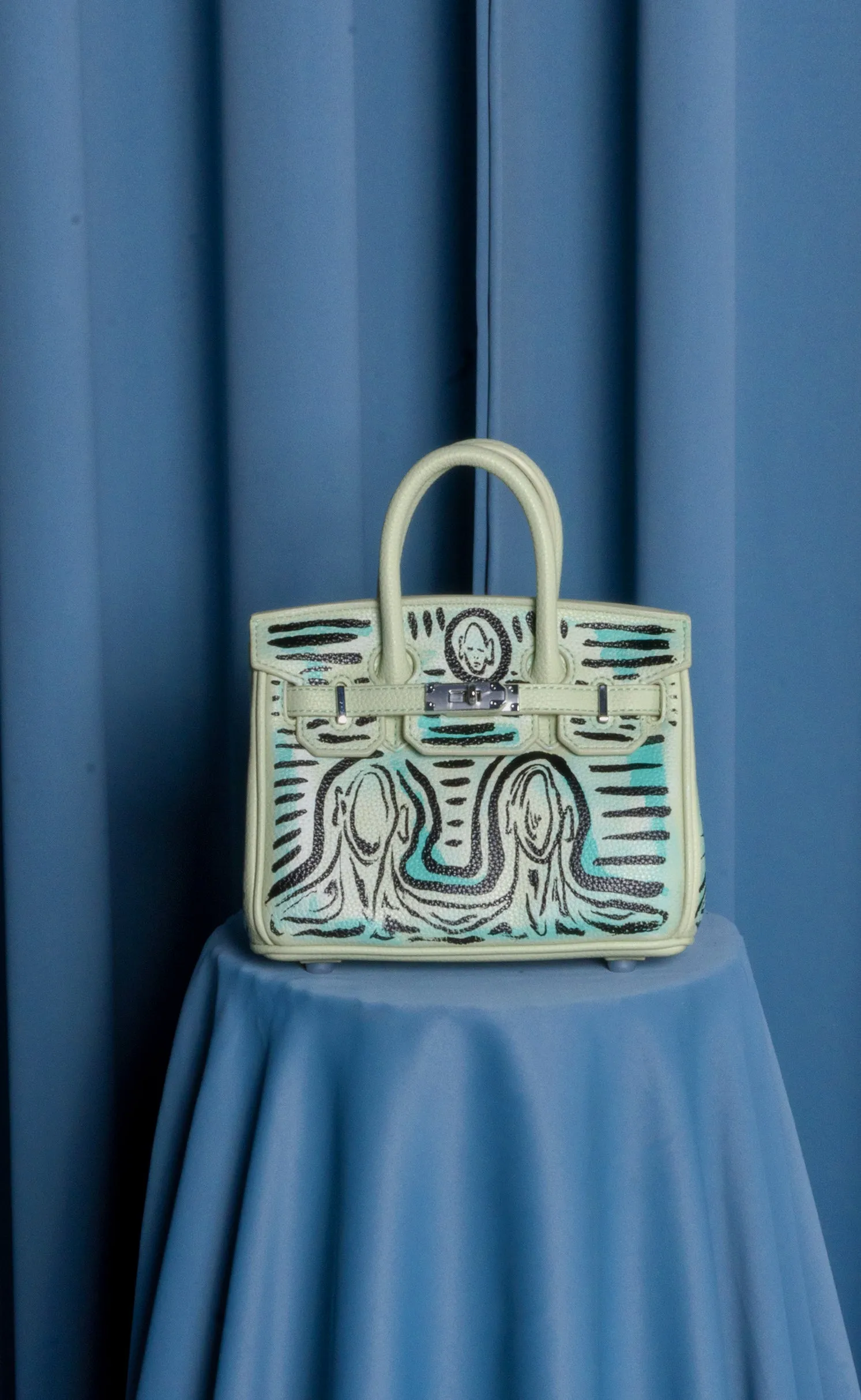Small Painted Leather Tote, 8x4x6