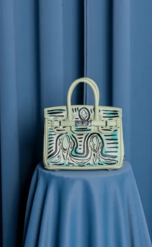 Small Painted Leather Tote, 8x4x6