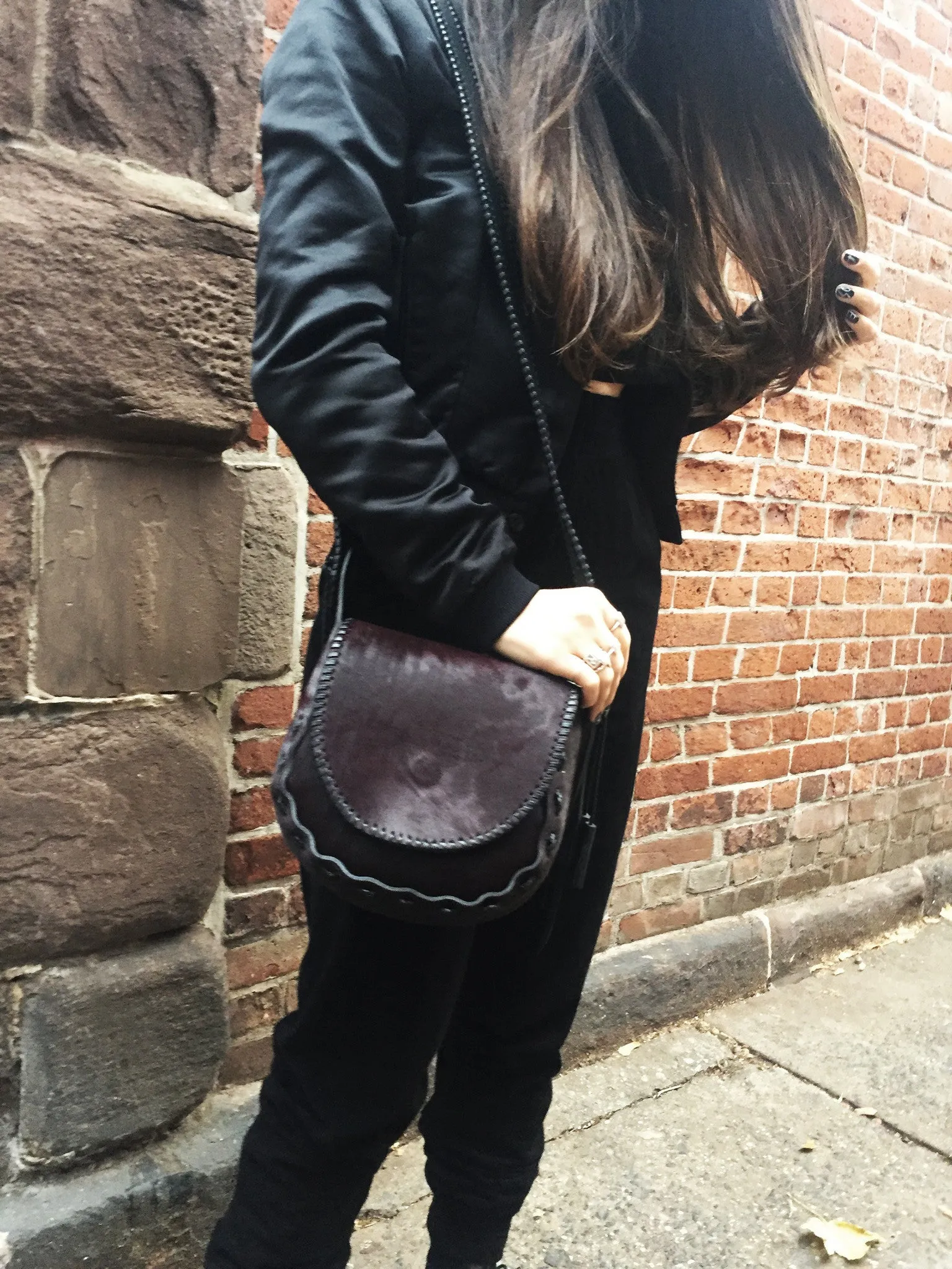 Small Pony Whipstitch Satchel Bag