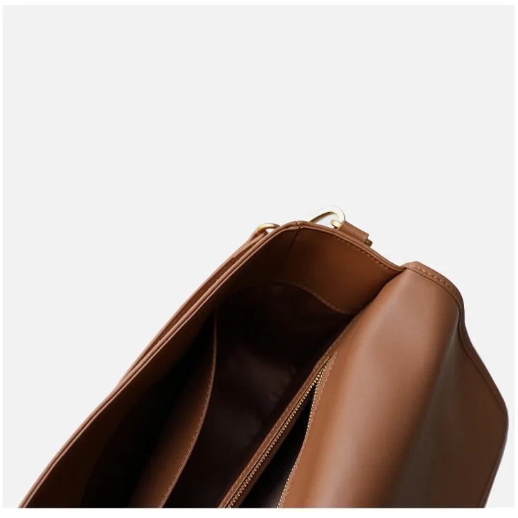 Soft Leather Flap Messenger Shoulder Bag