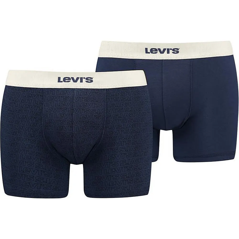 Súprava 2 kusov boxeriek Levi's® Tonal Logo Aop Boxer Brief Org Co 2P Tmavomodré