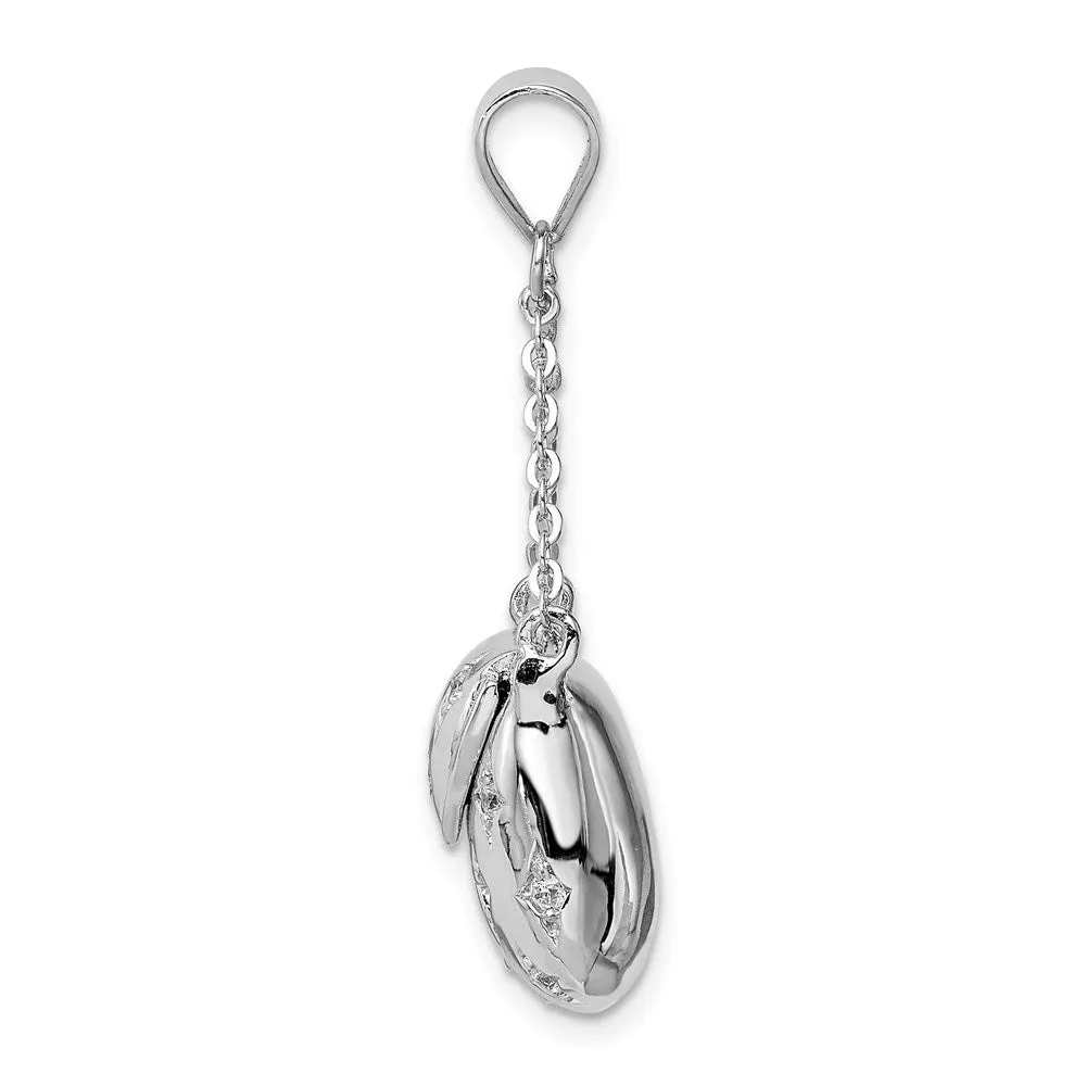 Sterling Silver Rhodium-plated CZ Handbag Pendant