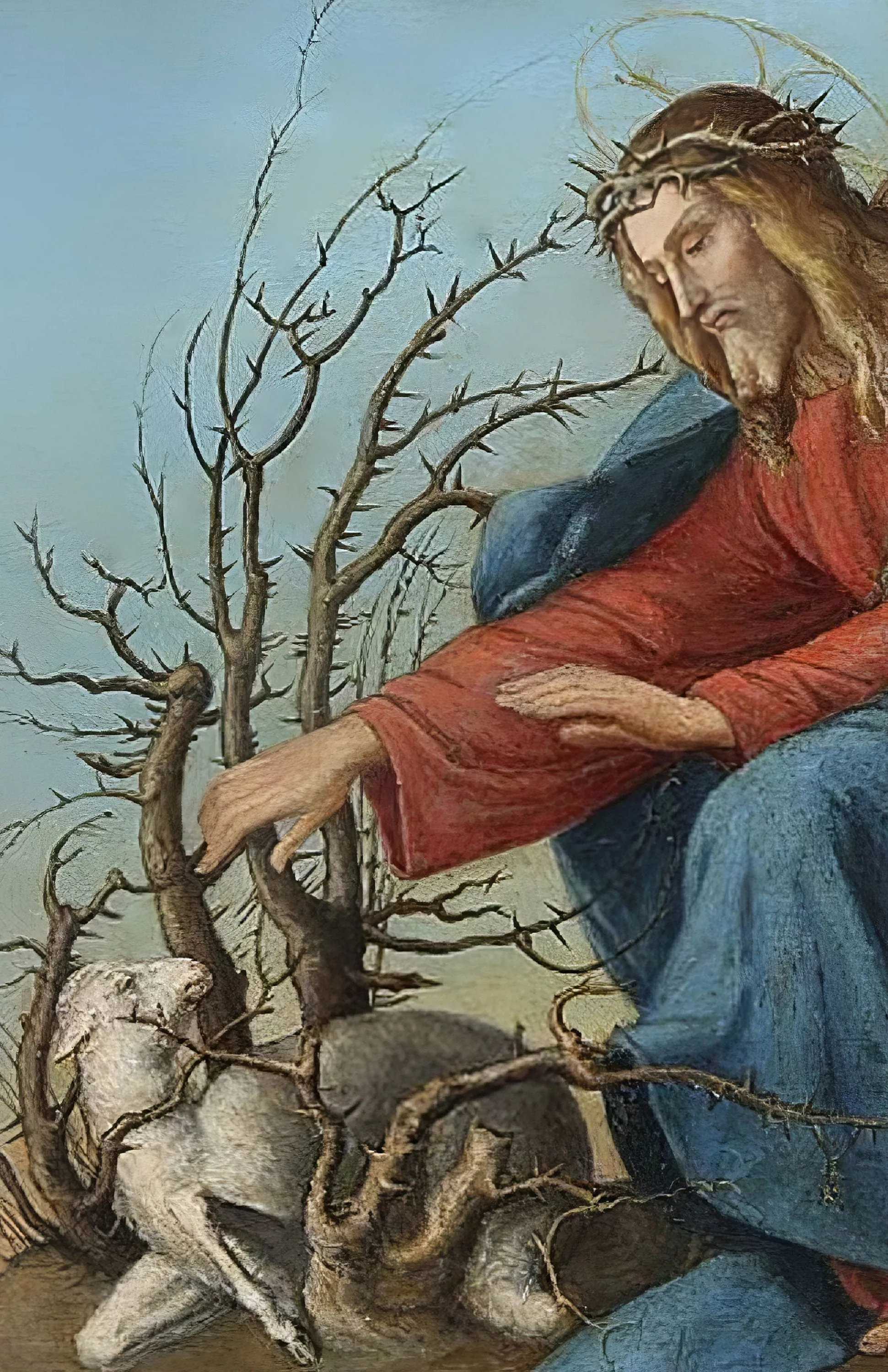 Surrender Prayer – Jesus Helping a Lamb – Restored Vintage Holy Card – pack of 10/100/1000