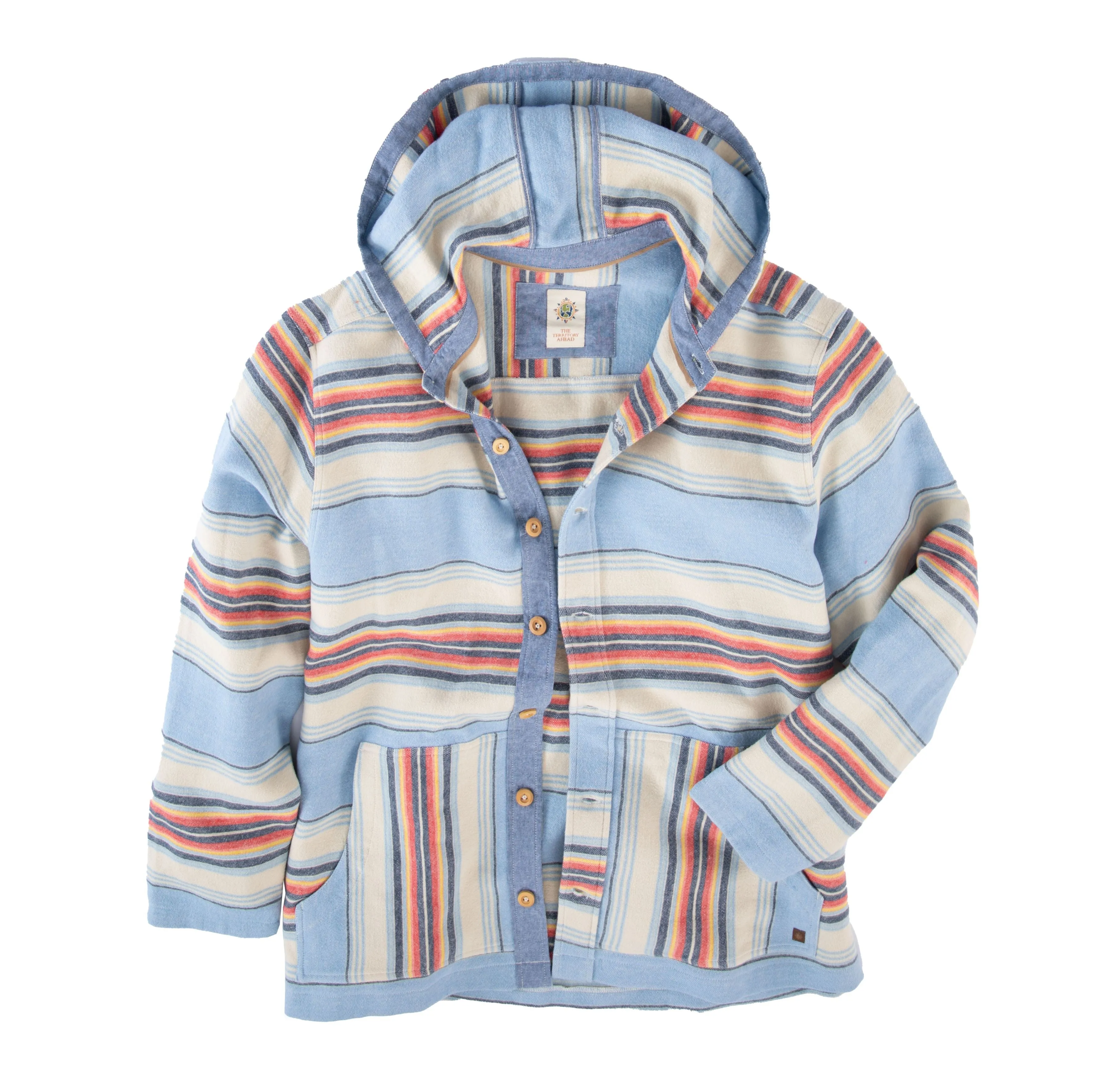 Tall Saint Tropez Striped Button-Front Hoodie