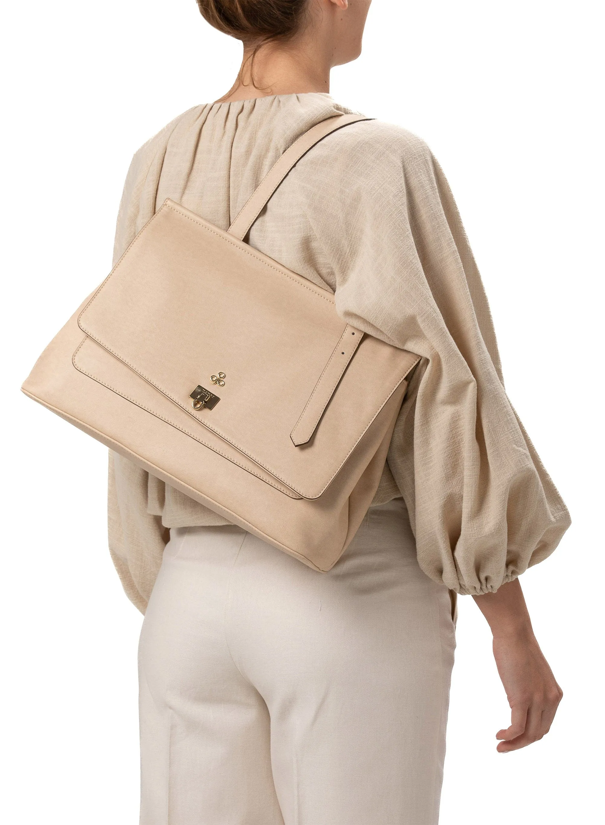 Tecla Corn Leather Vegan Handbag | Beige