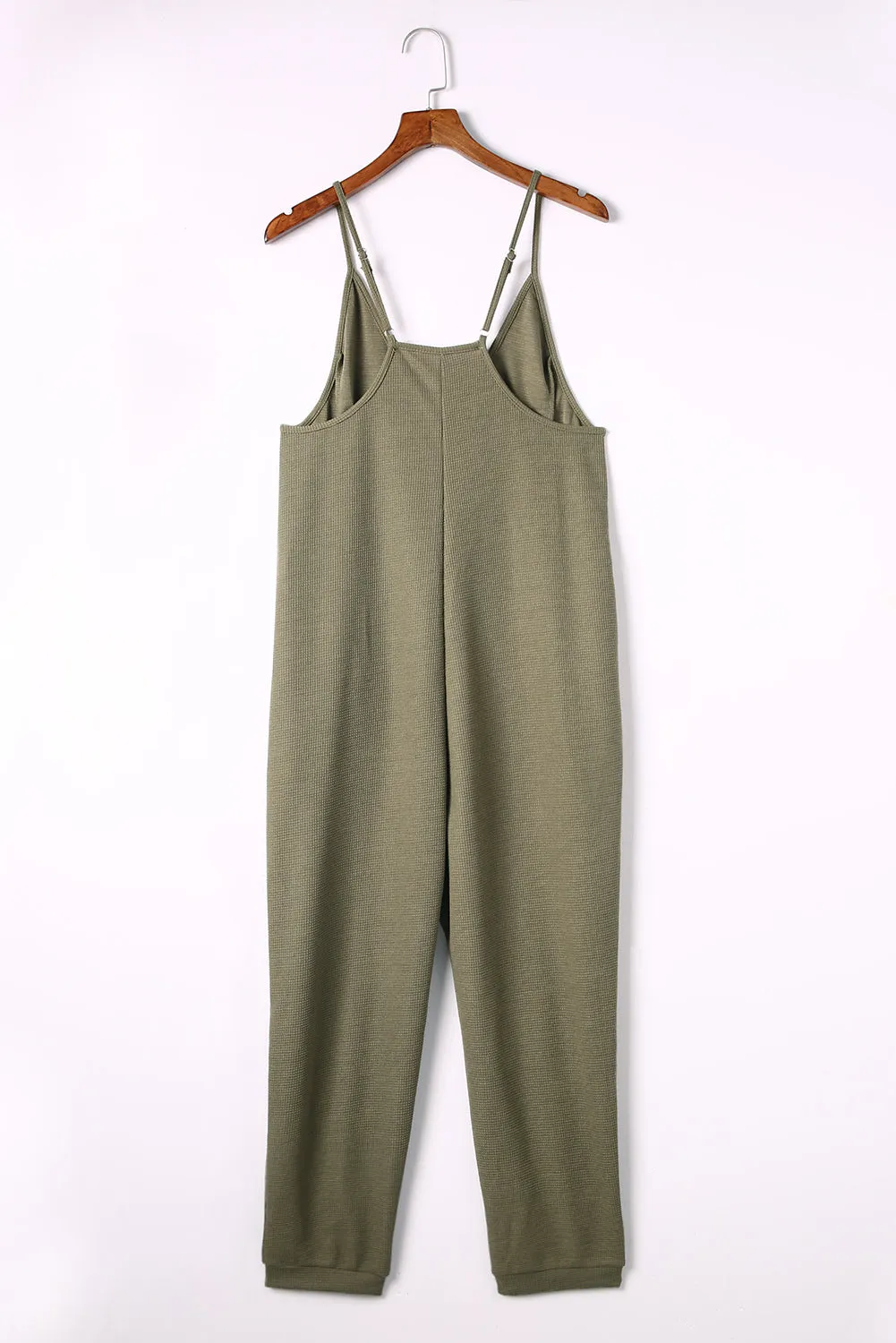 Textured Sleeveless V-Neck Pocketed Casual Jumpsuit