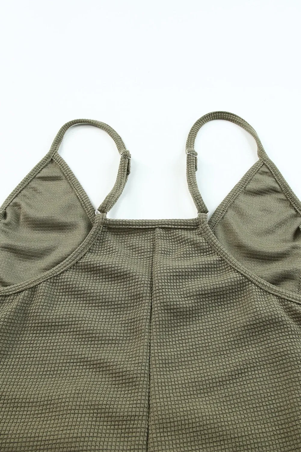 Textured Sleeveless V-Neck Pocketed Casual Jumpsuit