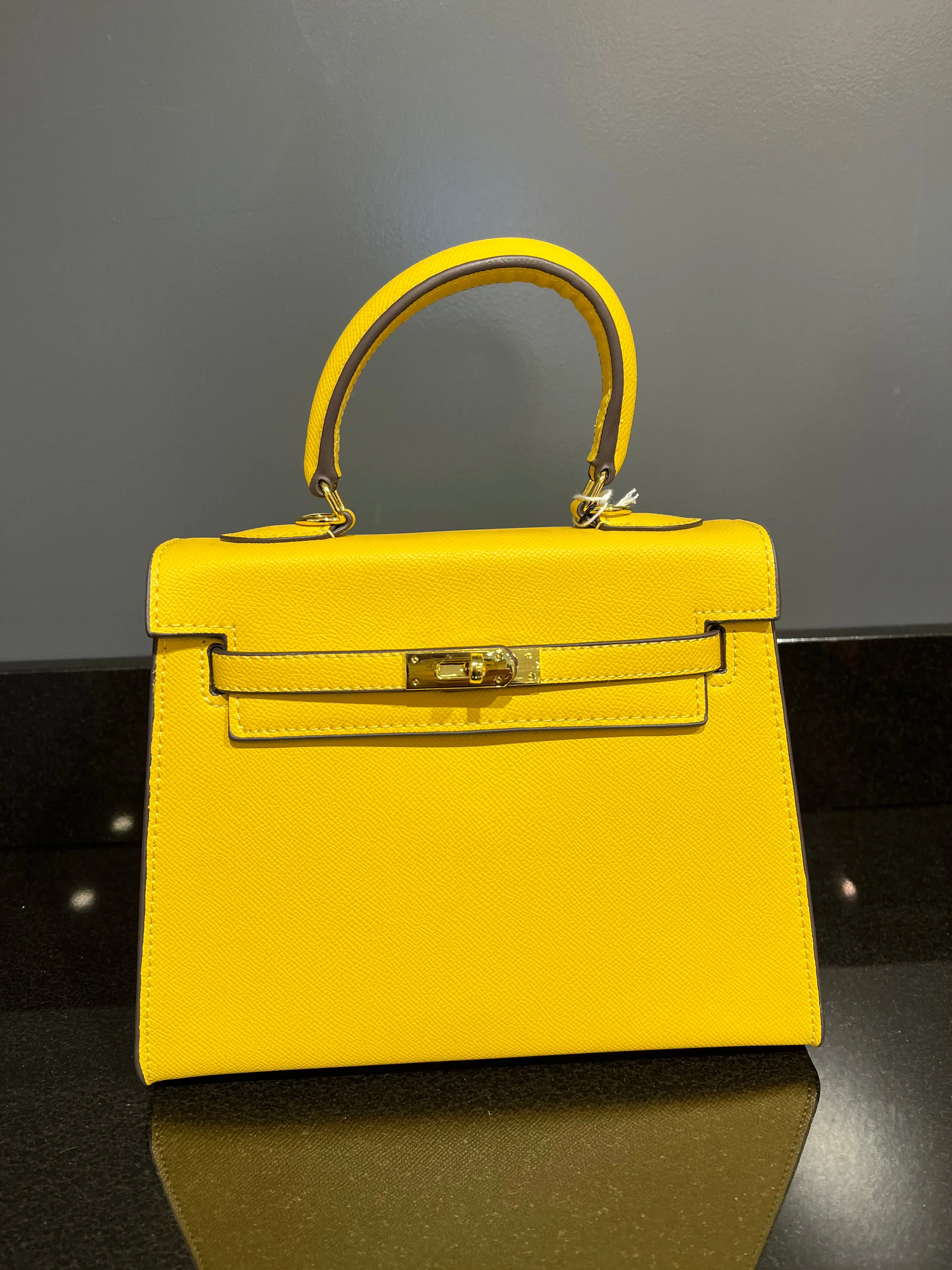 Textured Vegan Leather Birkin Handbag