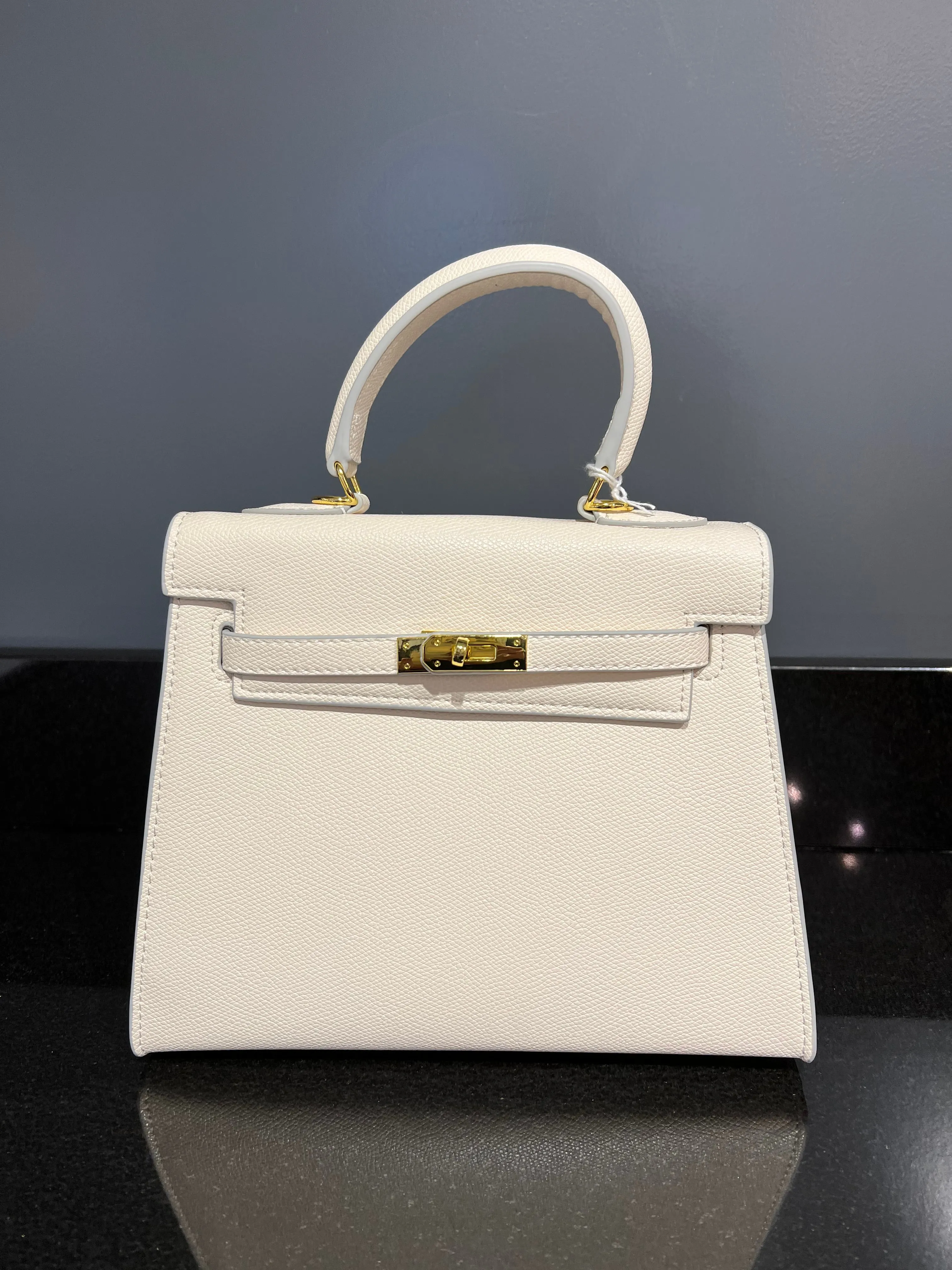 Textured Vegan Leather Birkin Handbag