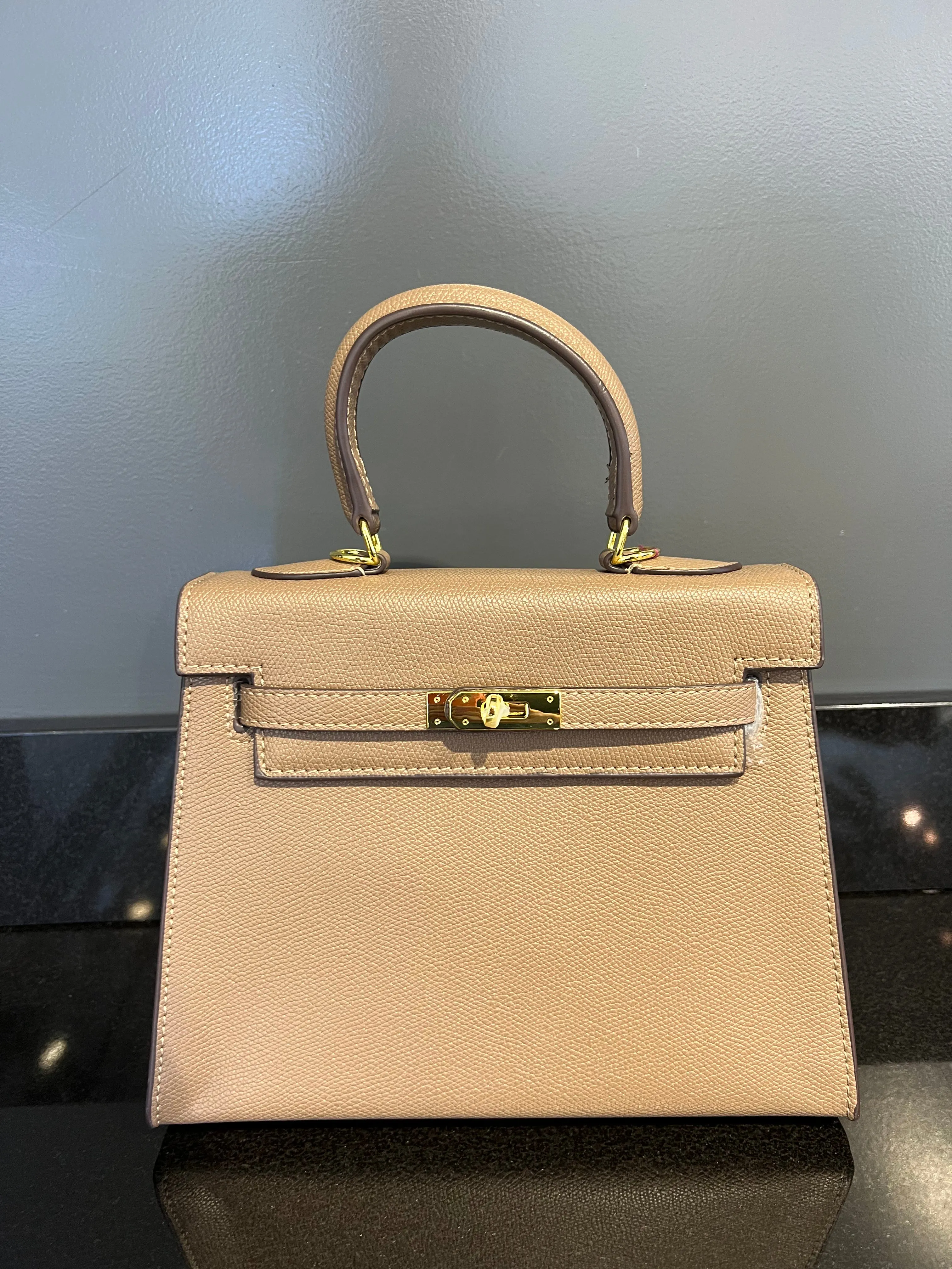 Textured Vegan Leather Birkin Handbag