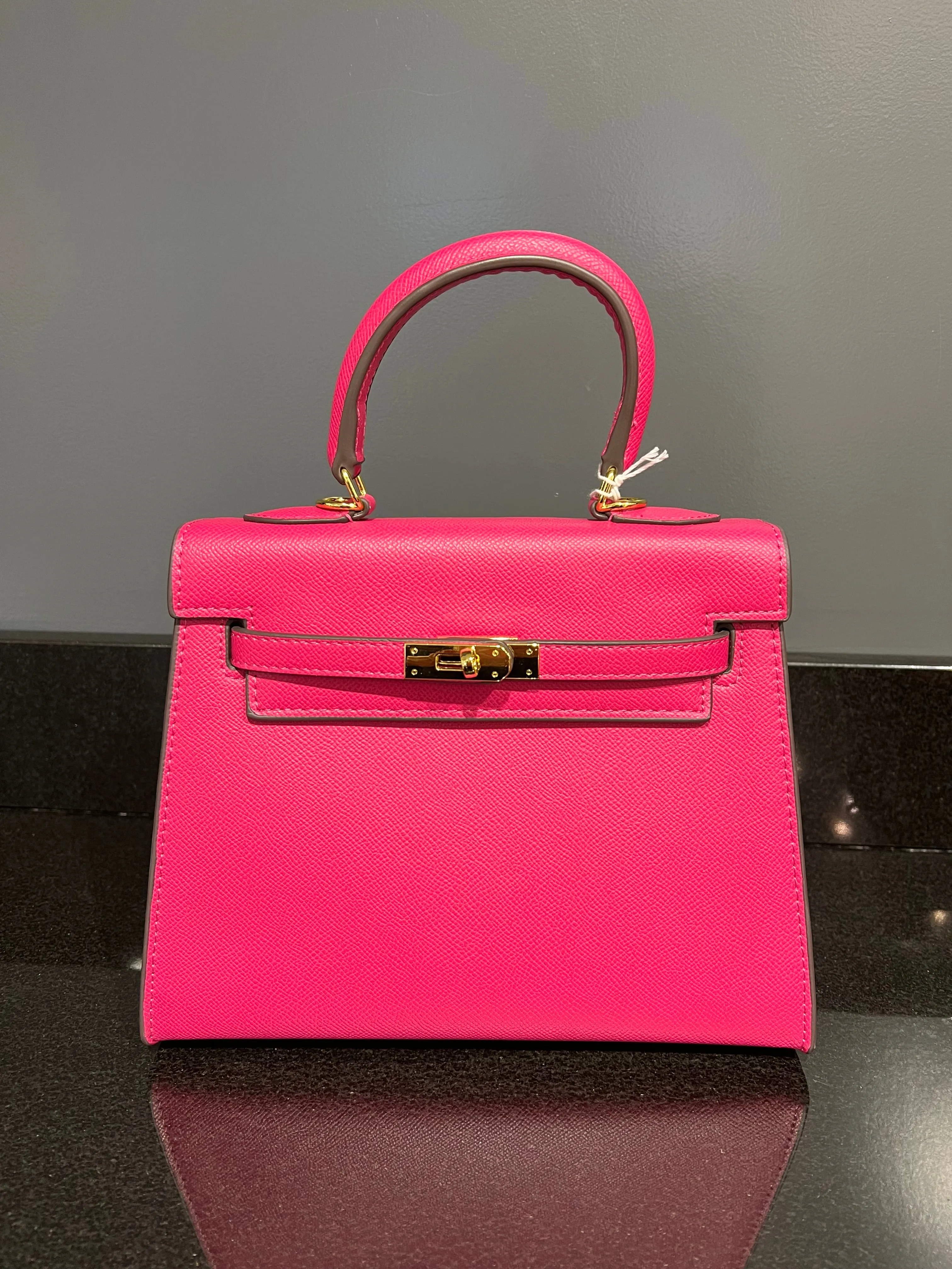 Textured Vegan Leather Birkin Handbag