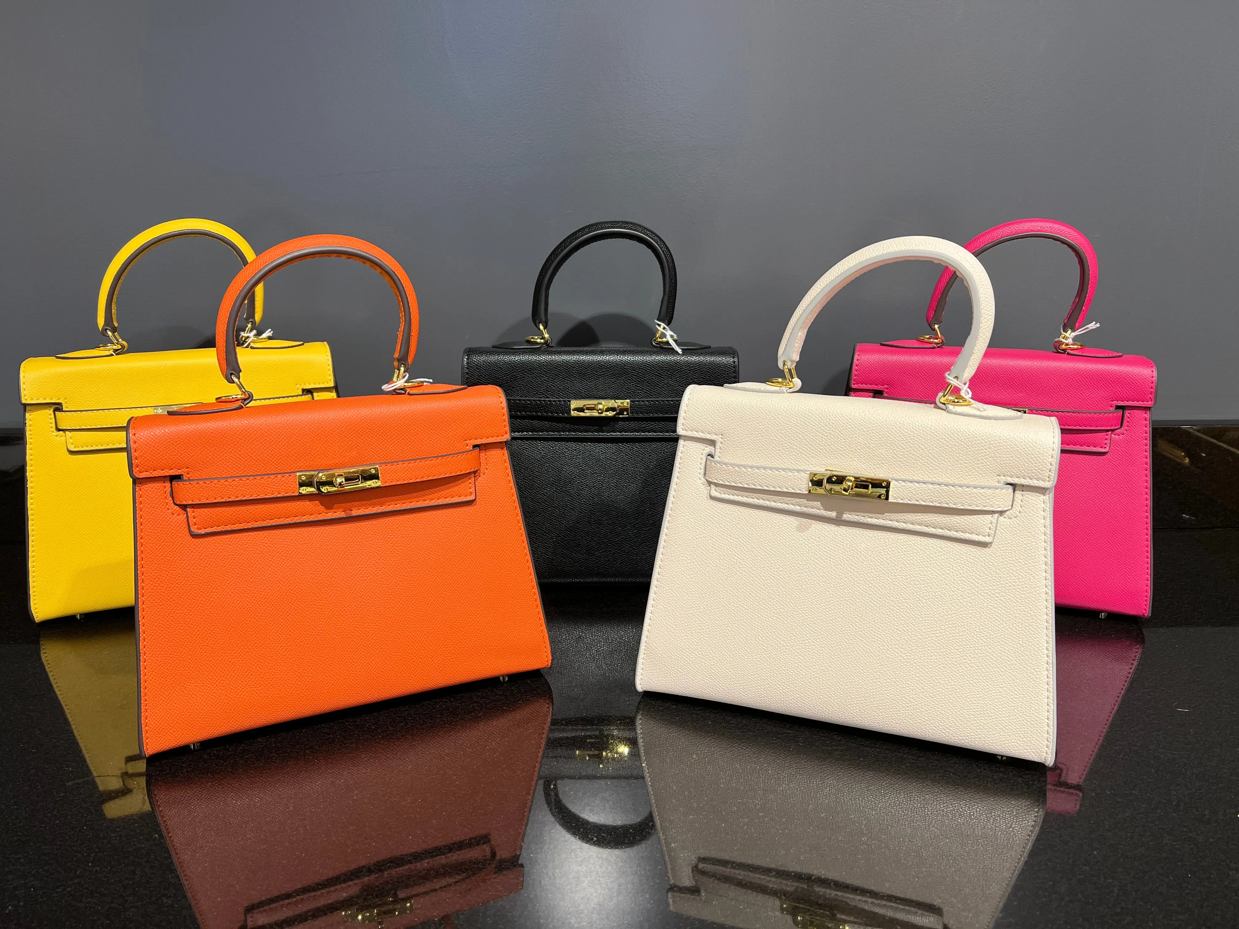 Textured Vegan Leather Birkin Handbag
