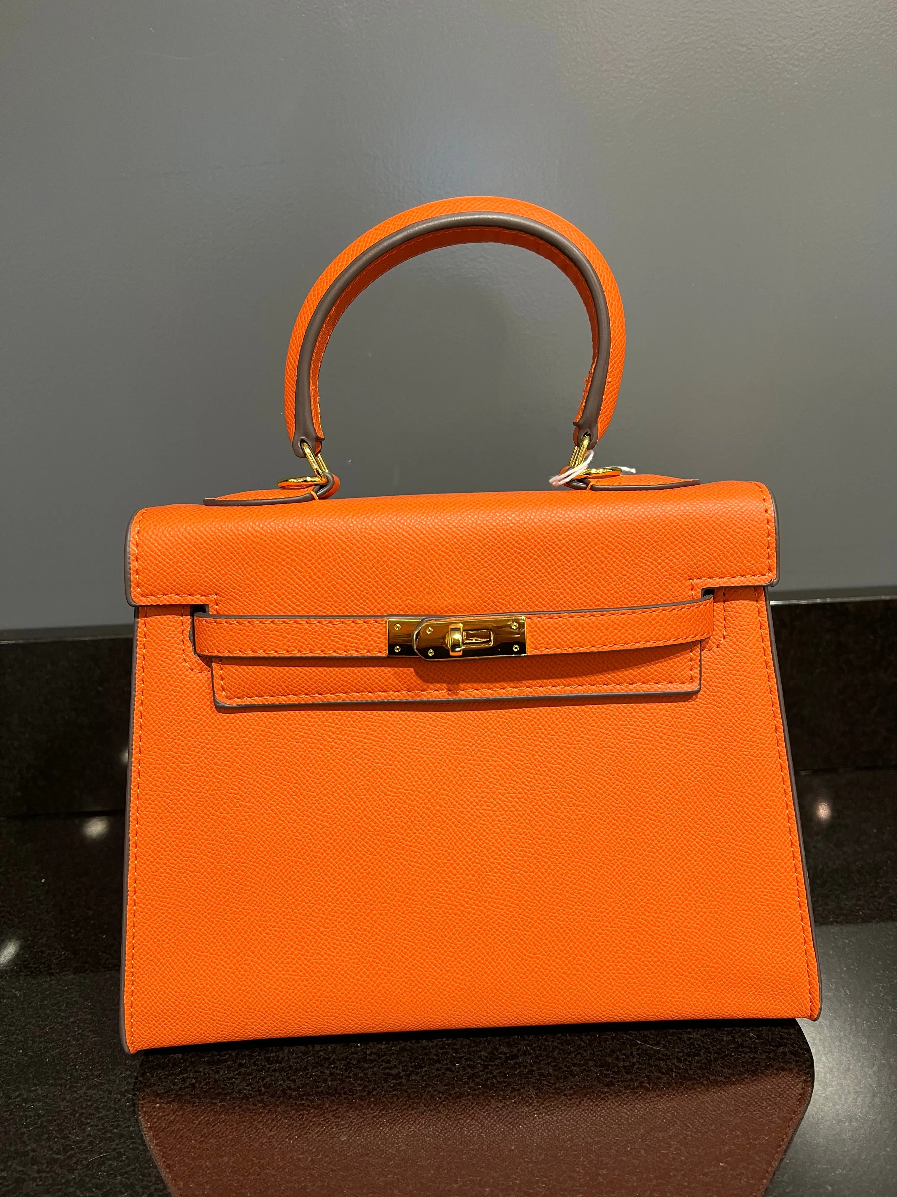 Textured Vegan Leather Birkin Handbag