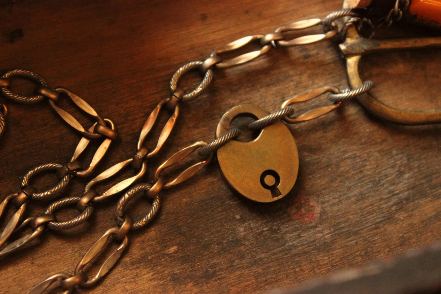 The Emissary. Storyteller Series. Antique Buckle & Skeleton Key Vintage Chain Necklace.