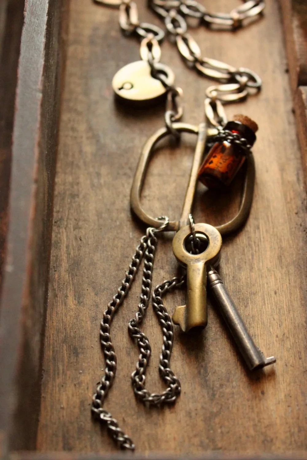 The Emissary. Storyteller Series. Antique Buckle & Skeleton Key Vintage Chain Necklace.