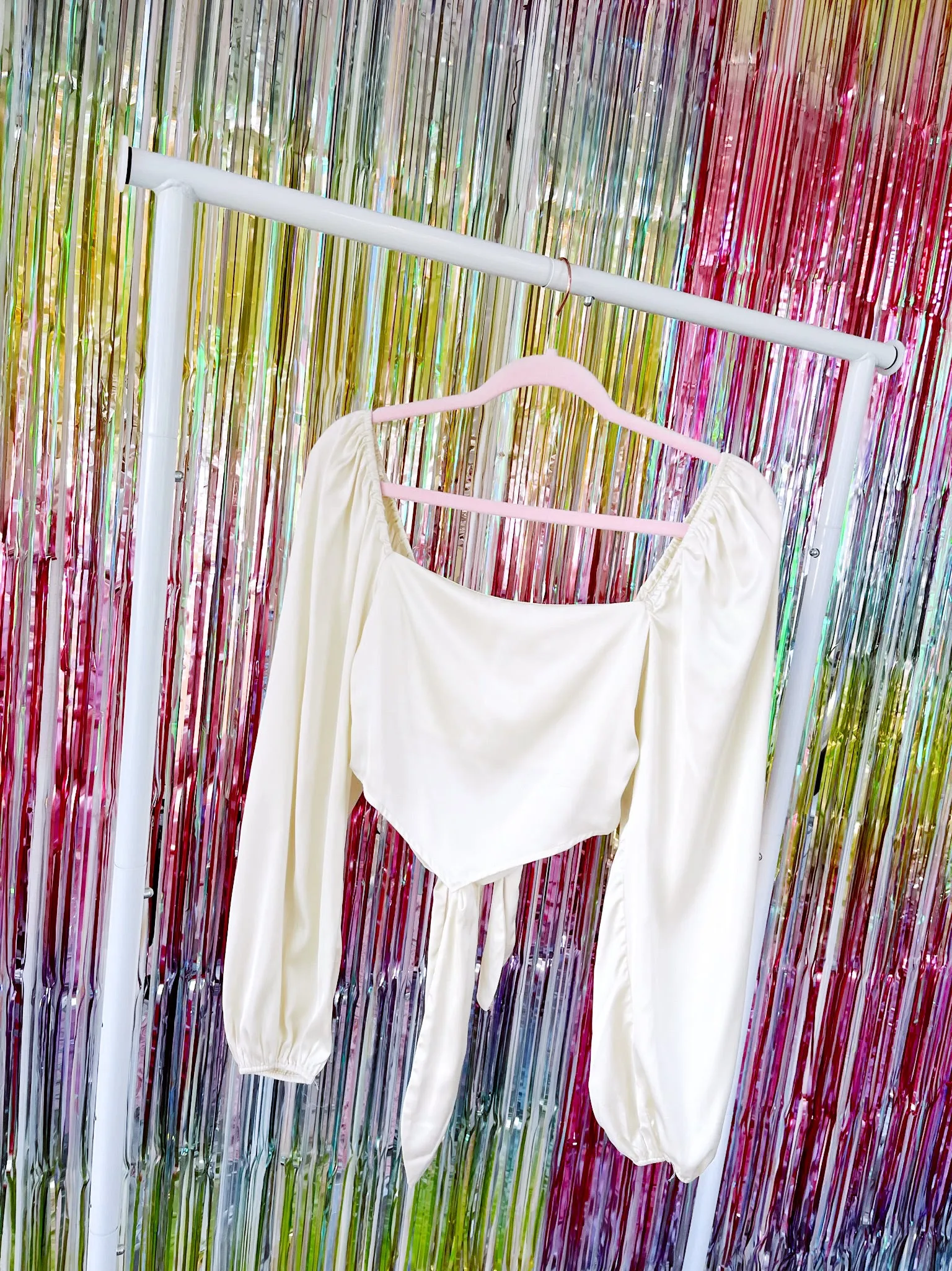 The Hills Tie-Back Satin Top - Ivory