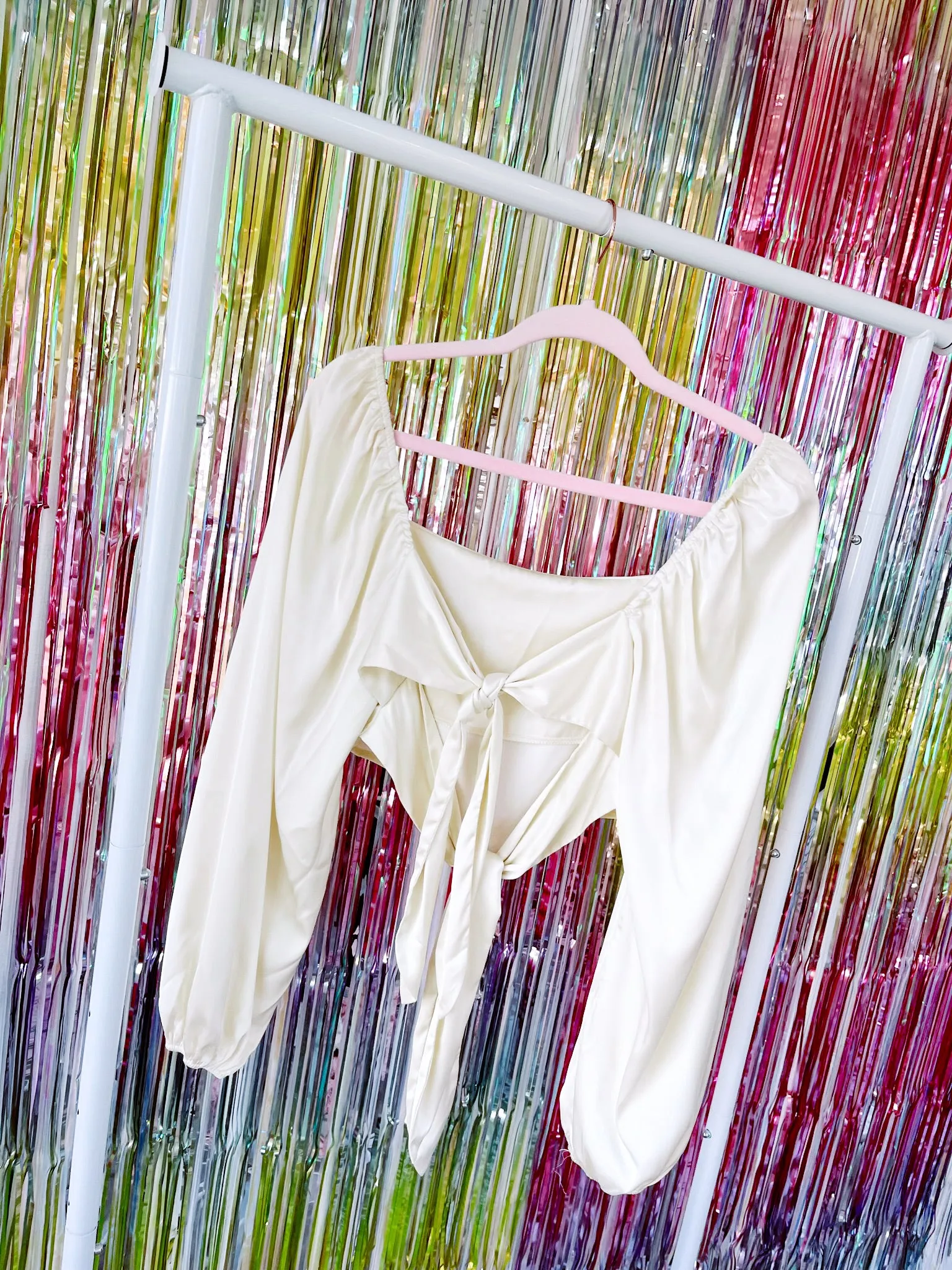 The Hills Tie-Back Satin Top - Ivory