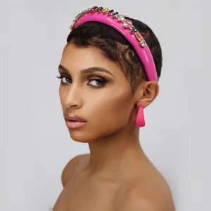 The Neon Rainbow Headband in Pink