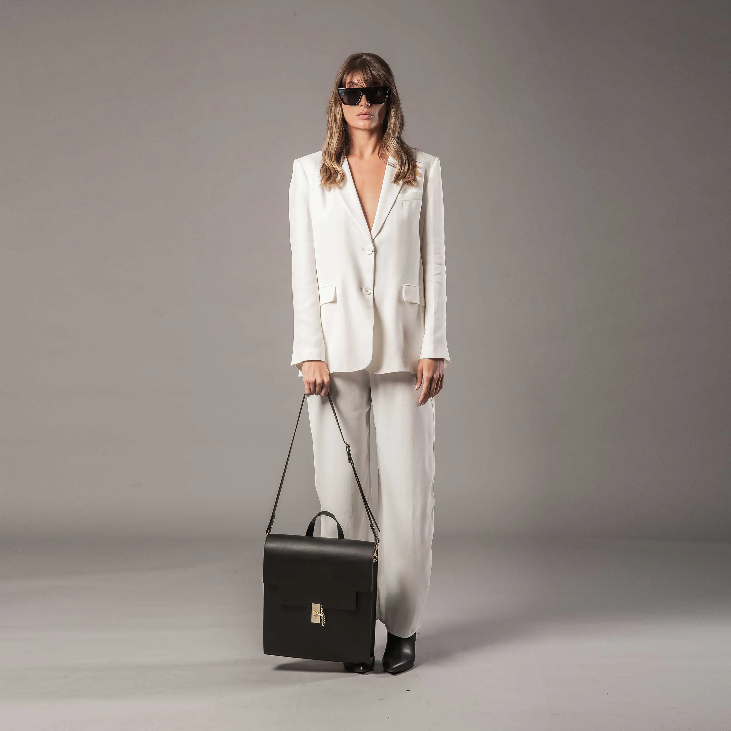 The WEEK/DAY Cactus Leather Vegan Tailored Tote | Black