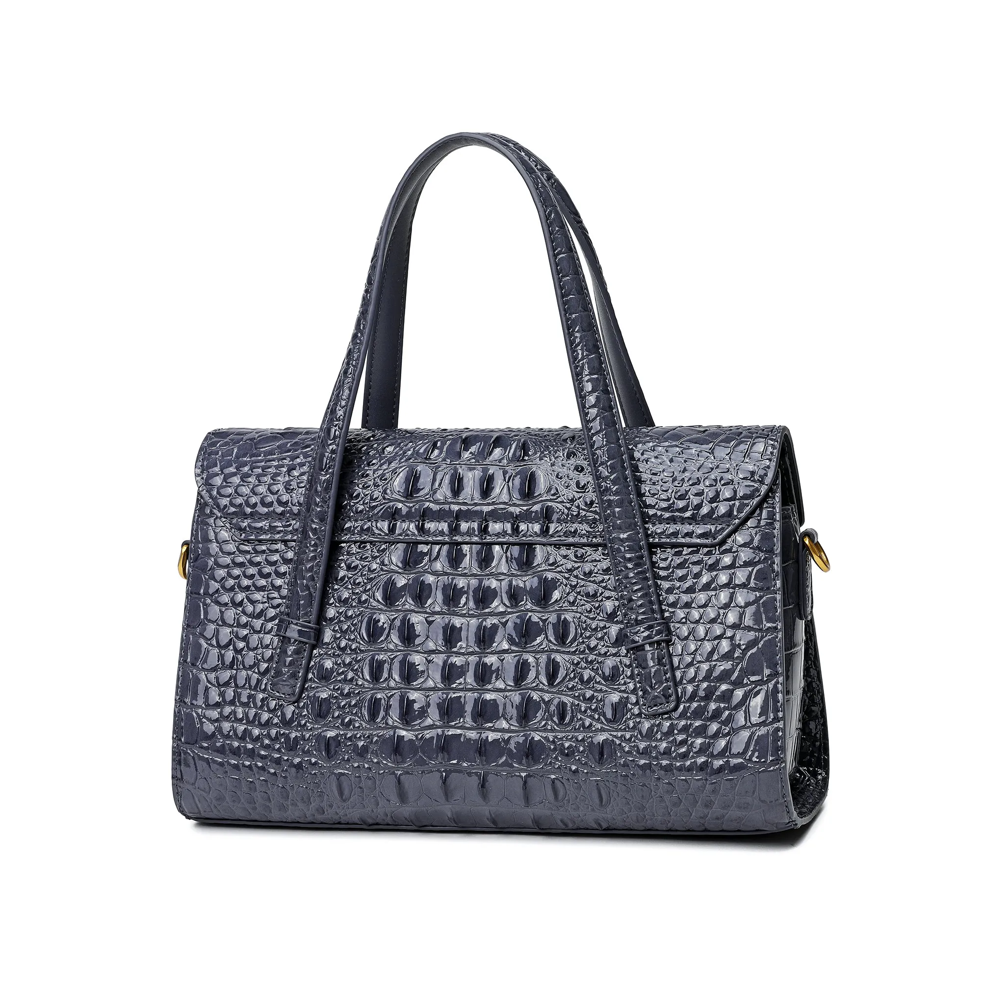 Tiffany & Fred Alligator Embossed Leather Satchel/Shoulder Bag