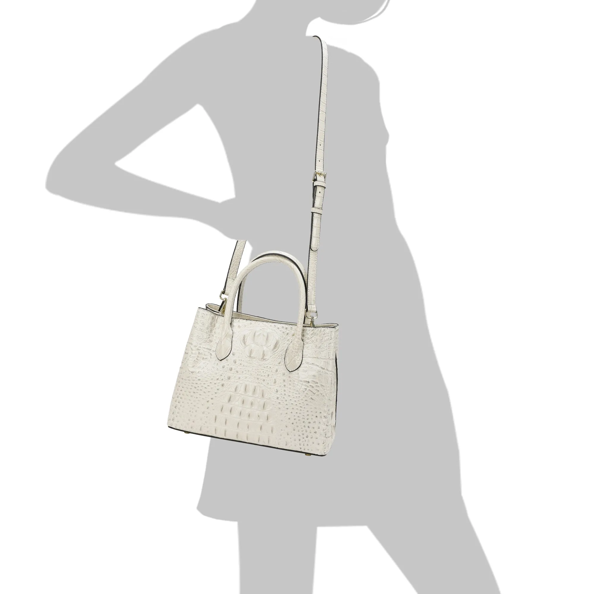 Tiffany & Fred Alligator Embossed Leather Satchel/Shoulder Bag