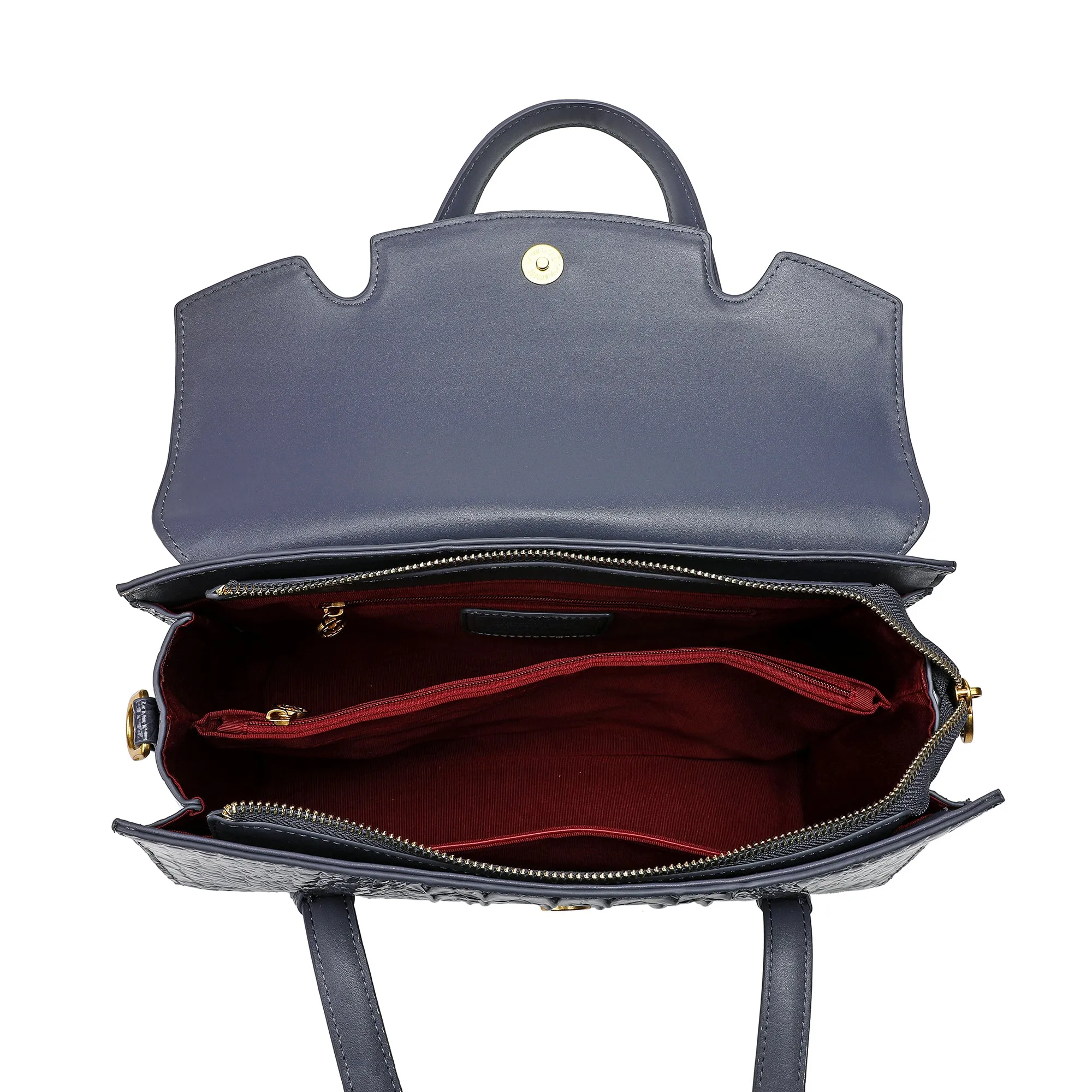 Tiffany & Fred Alligator Embossed Leather Satchel/Shoulder Bag