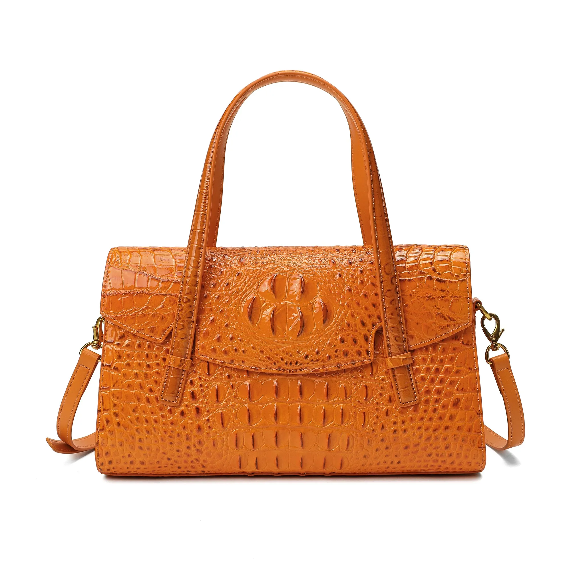 Tiffany & Fred Alligator Embossed Leather Satchel/Shoulder Bag