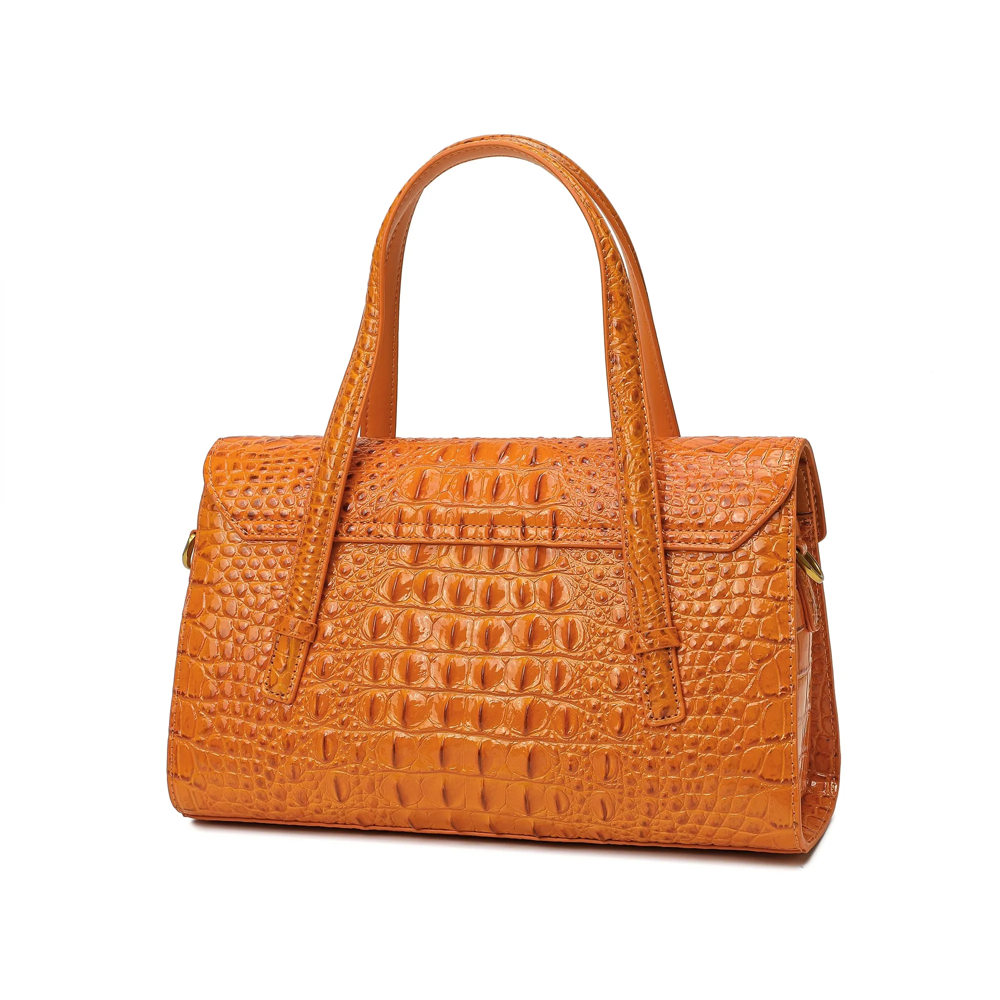 Tiffany & Fred Alligator Embossed Leather Satchel/Shoulder Bag