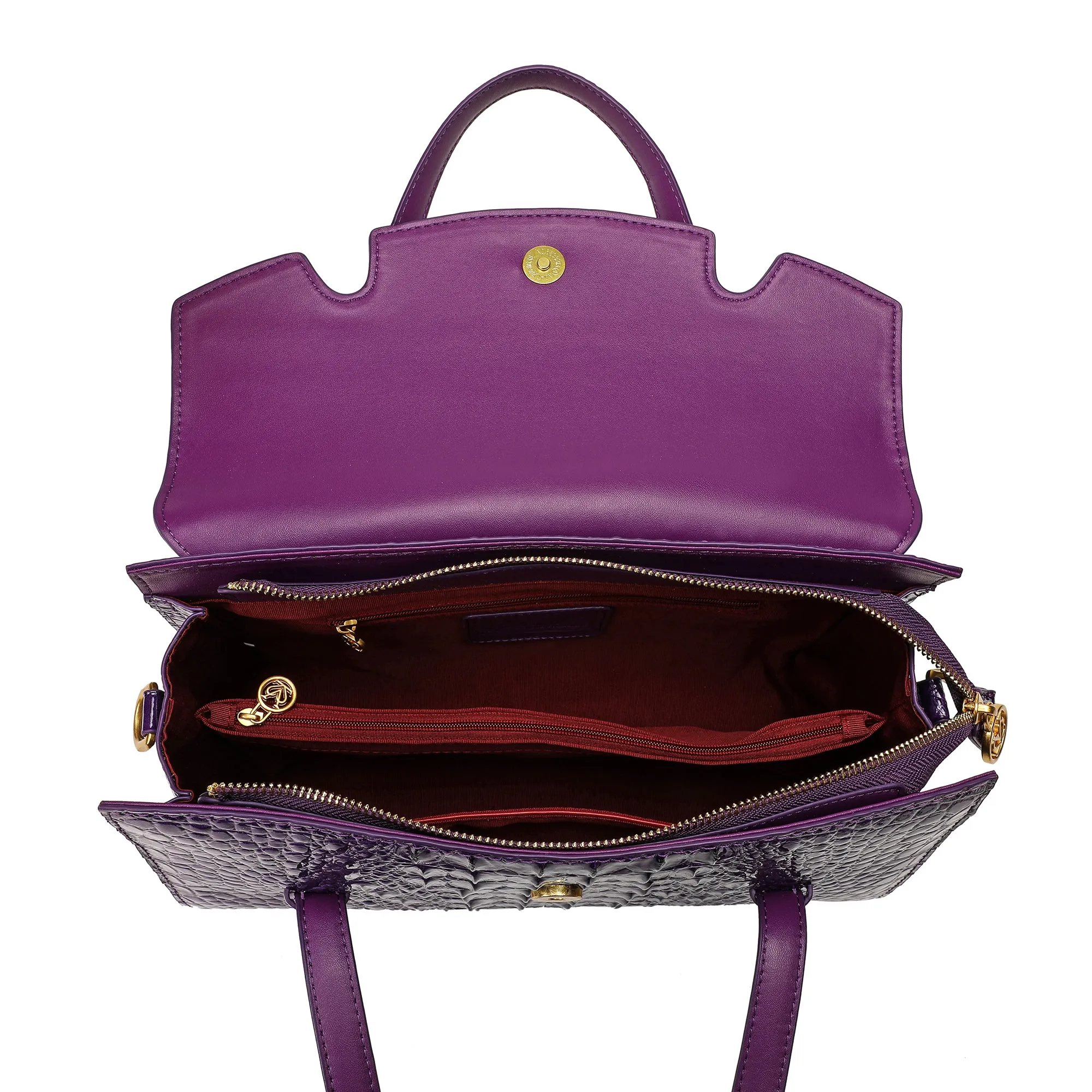 Tiffany & Fred Alligator Embossed Leather Satchel/Shoulder Bag