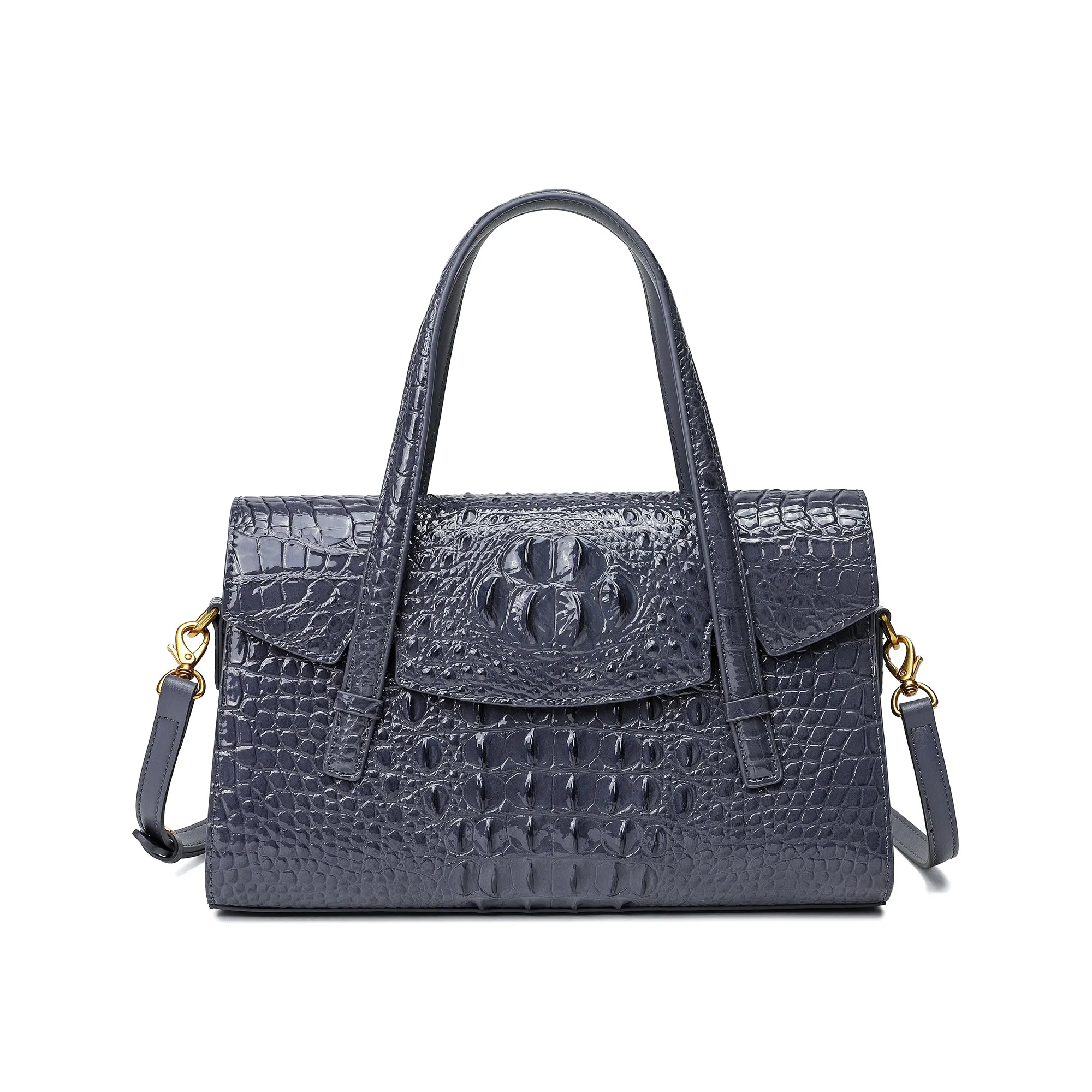Tiffany & Fred Alligator Embossed Leather Satchel/Shoulder Bag