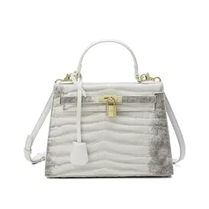 Tiffany & Fred  Alligator Embossed Leather top-handle Satchel/Shoulder Bag