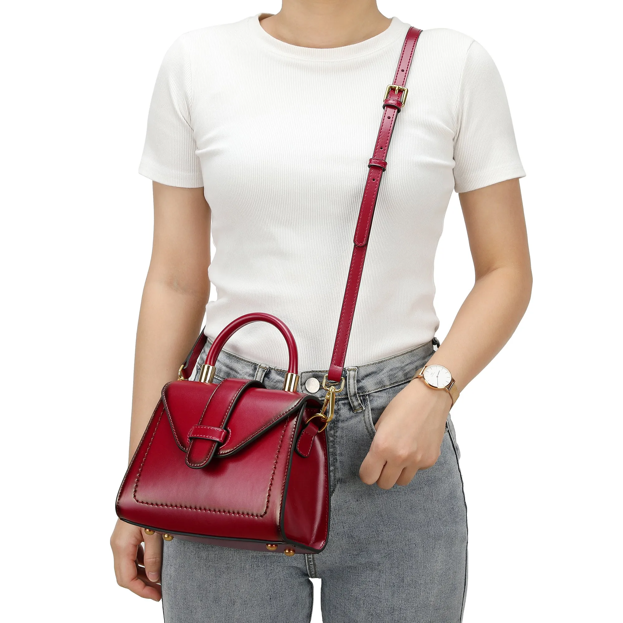 Tiffany & Fred Smooth & Polished Leather Top-Handle Foldover Satchel